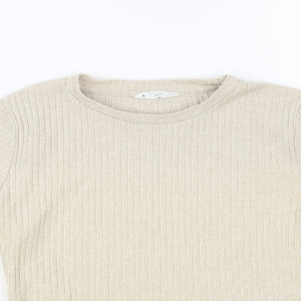 Candy Couture Girls Beige Crew Neck Polyester Pullover Jumper Size 13 Years Pullover - Cropped