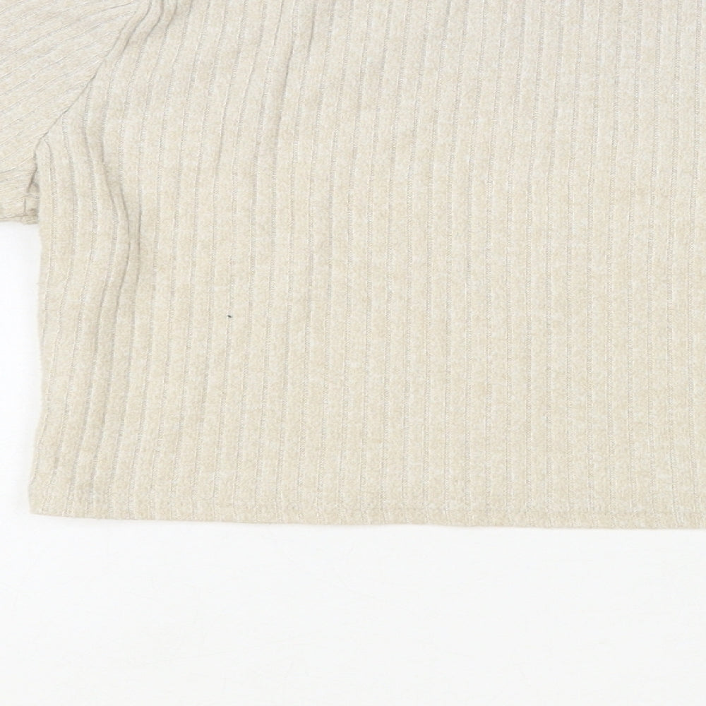 Candy Couture Girls Beige Crew Neck Polyester Pullover Jumper Size 13 Years Pullover - Cropped