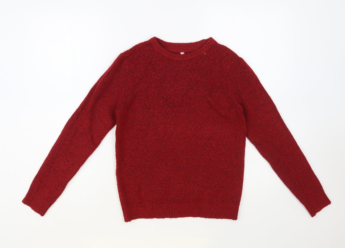 Marks and Spencer Boys Red Crew Neck Acrylic Pullover Jumper Size 9-10 Years Pullover