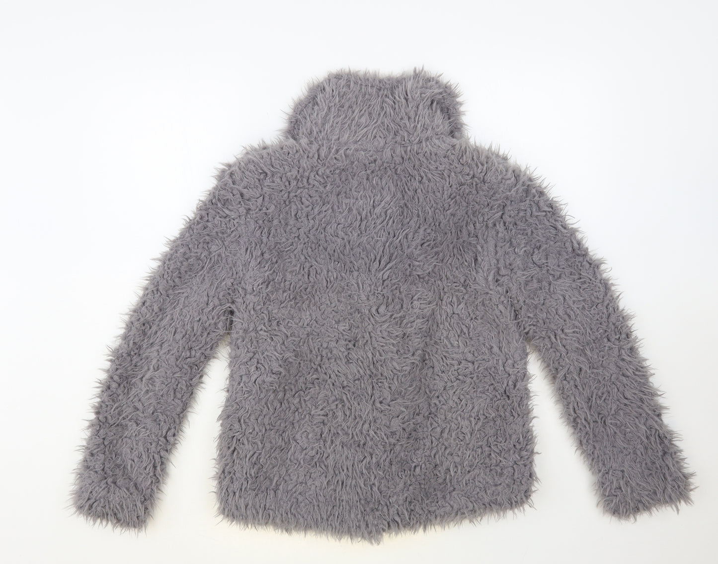 Primark Womens Grey Jacket Size 8 Snap - Faux Fur
