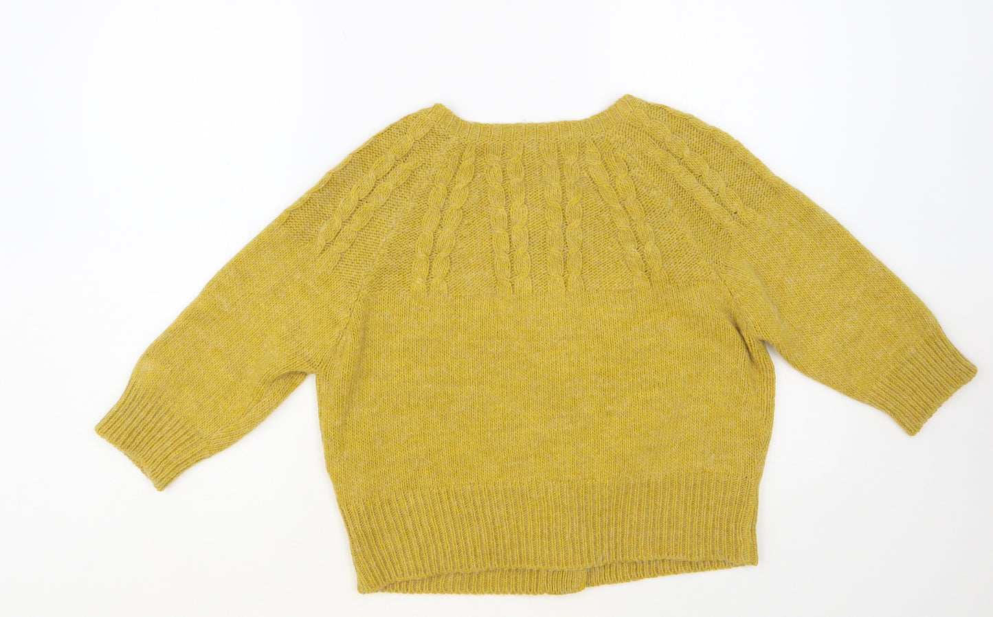 NEXT Womens Yellow Scoop Neck Acrylic Cardigan Jumper Size 16