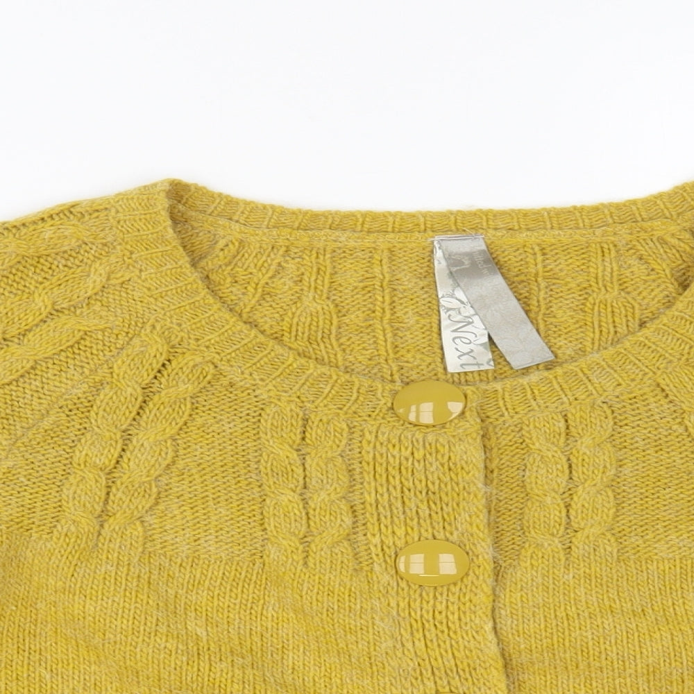 NEXT Womens Yellow Scoop Neck Acrylic Cardigan Jumper Size 16