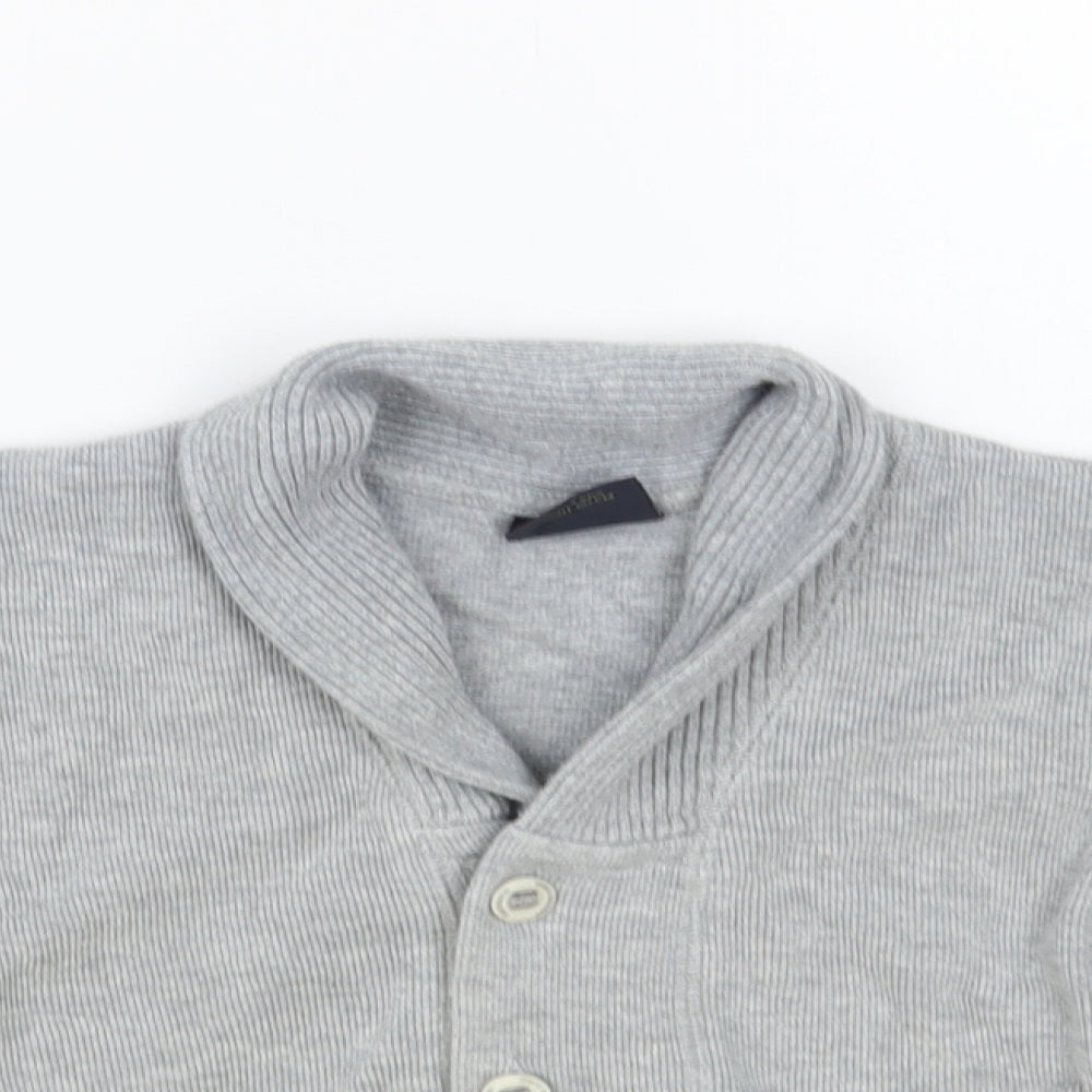 NEXT Boys Grey Collared Cotton Cardigan Jumper Size 3-4 Years Button