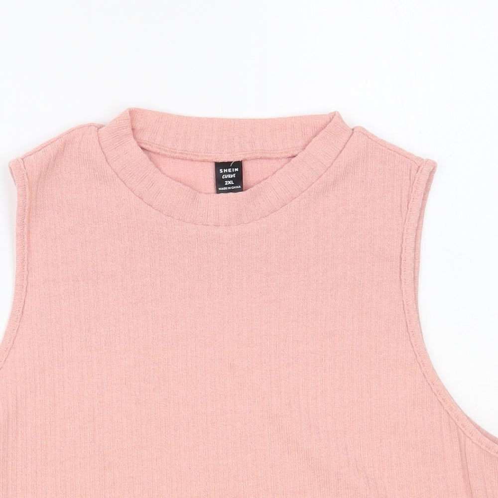 SheIn Womens Pink Polyester Cropped Tank Size XL Crew Neck