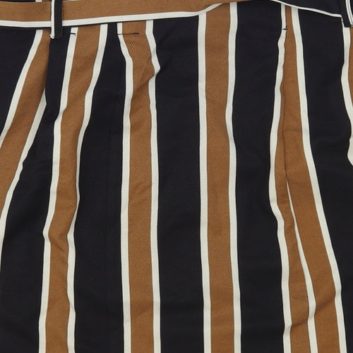 Primark Womens Multicoloured Striped Polyester Mini Skirt Size 12 Tie