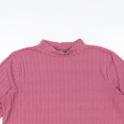 Nutmeg Womens Pink Mock Neck Polyester Pullover Jumper Size 16
