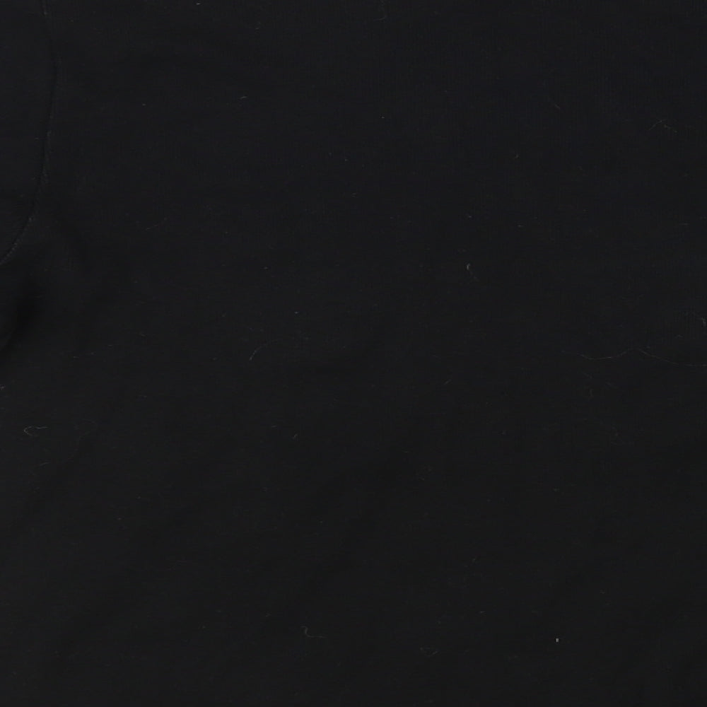 Wallis Womens Black Cotton Basic T-Shirt Size 18 V-Neck - Flower