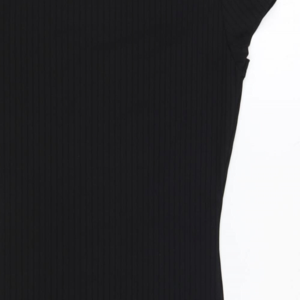 Boohoo Womens Black Polyester Pencil Dress Size 12 Mock Neck Pullover