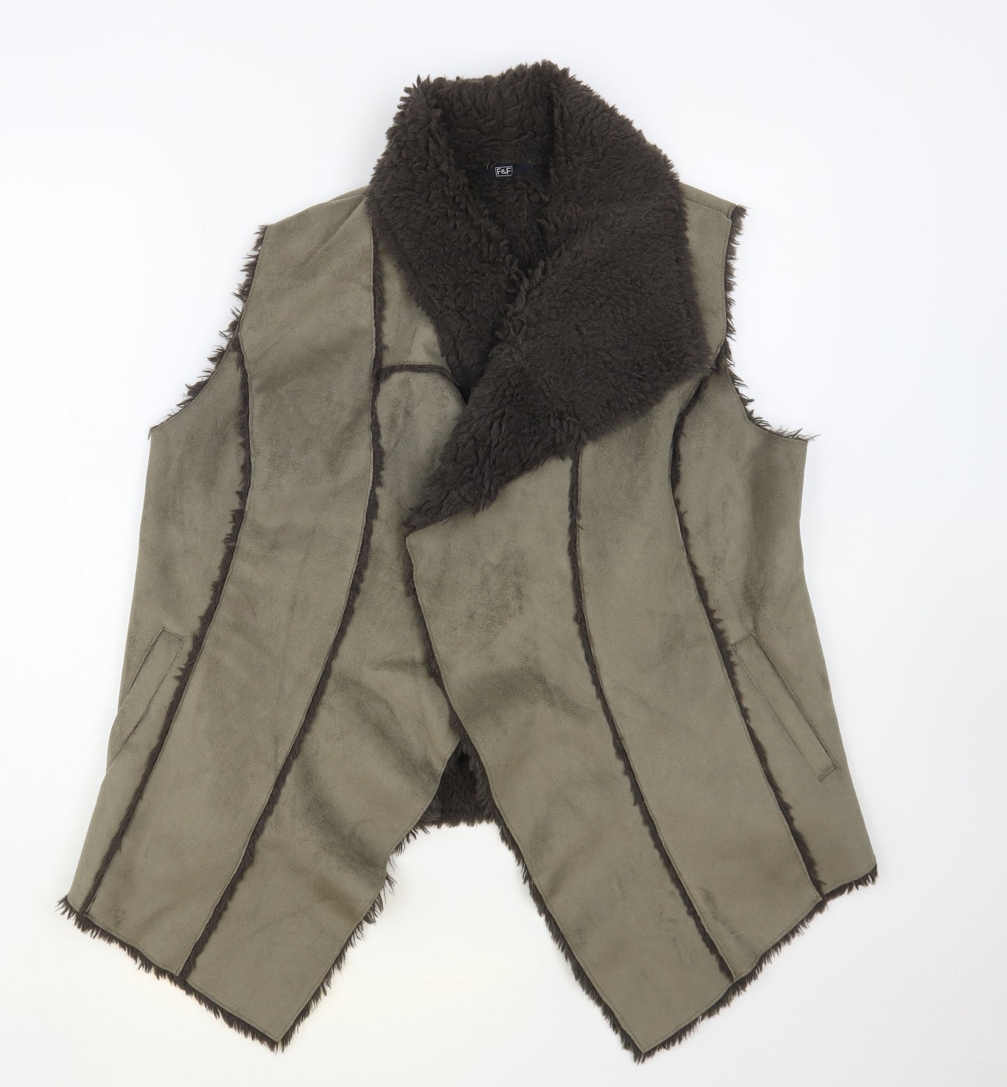 F&F Womens Grey Gilet Jacket Size 16 - Fluffy Lining