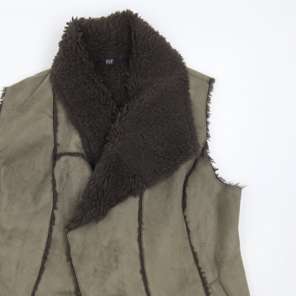 F&F Womens Grey Gilet Jacket Size 16 - Fluffy Lining