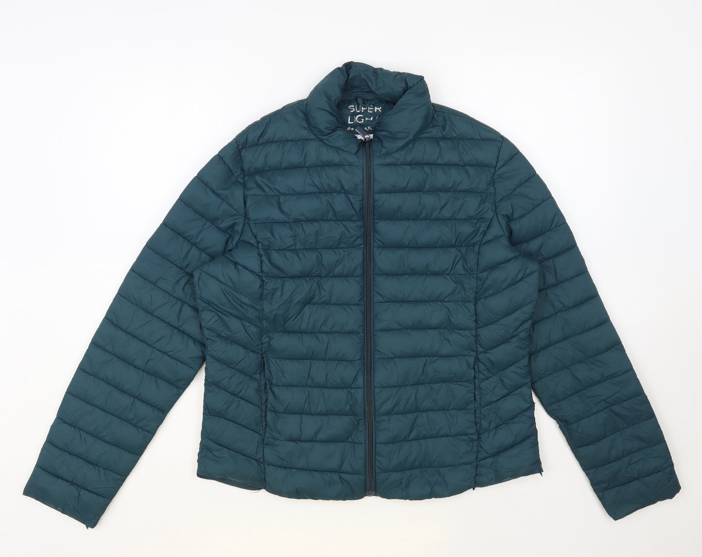 Primark Womens Green Quilted Jacket Size 12 Zip