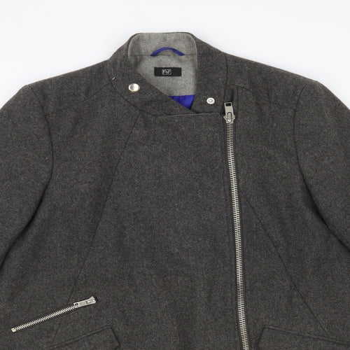 F&F Womens Grey Biker Coat Size 10 Zip