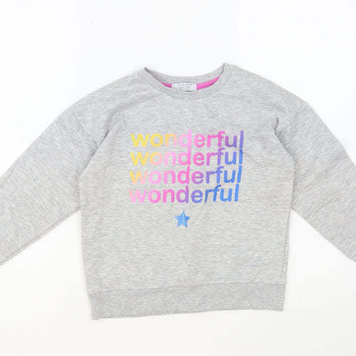 Primark Girls Grey Cotton Henley Sweatshirt Size 7-8 Years Pullover - Wonderful