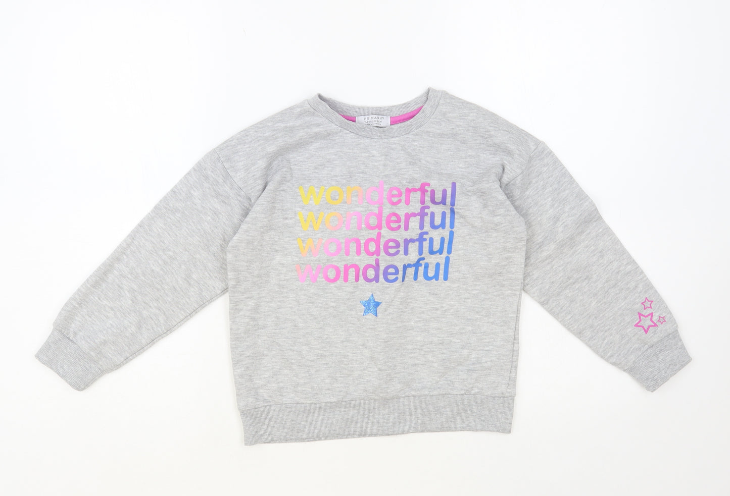 Primark Girls Grey Cotton Henley Sweatshirt Size 7-8 Years Pullover - Wonderful