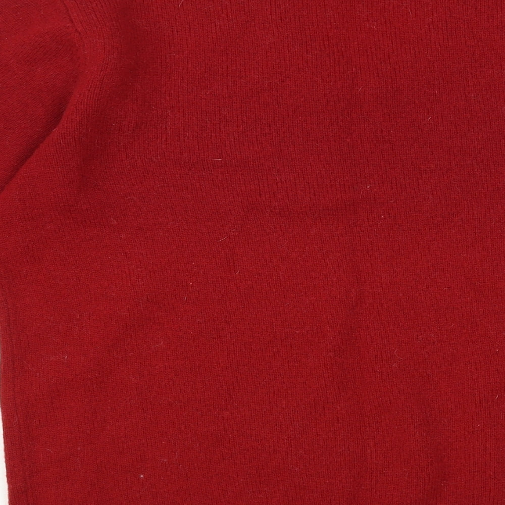 William Hunt Mens Red V-Neck Wool Pullover Jumper Size L