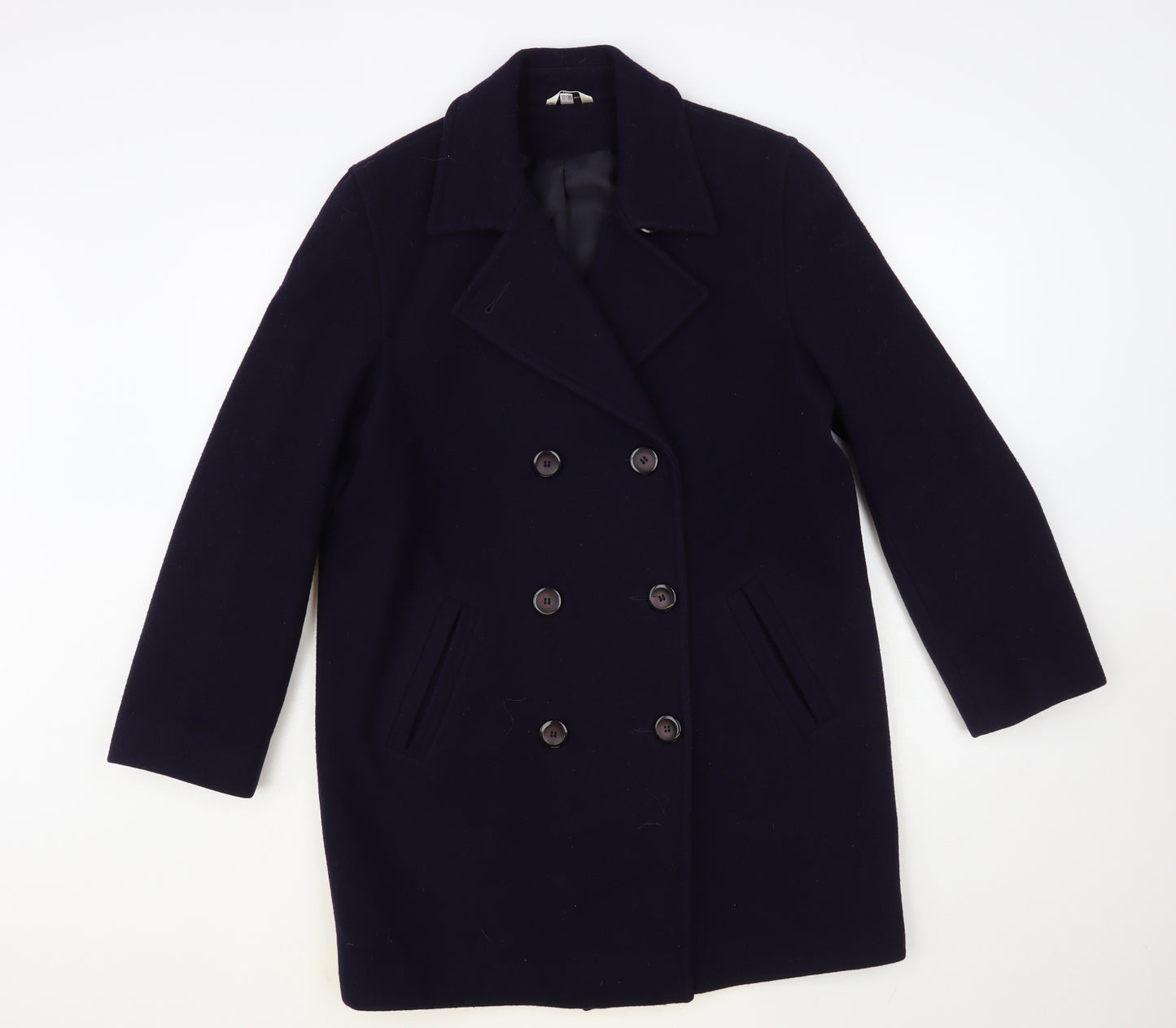 Klass Womens Blue Pea Coat Coat Size 10 Button