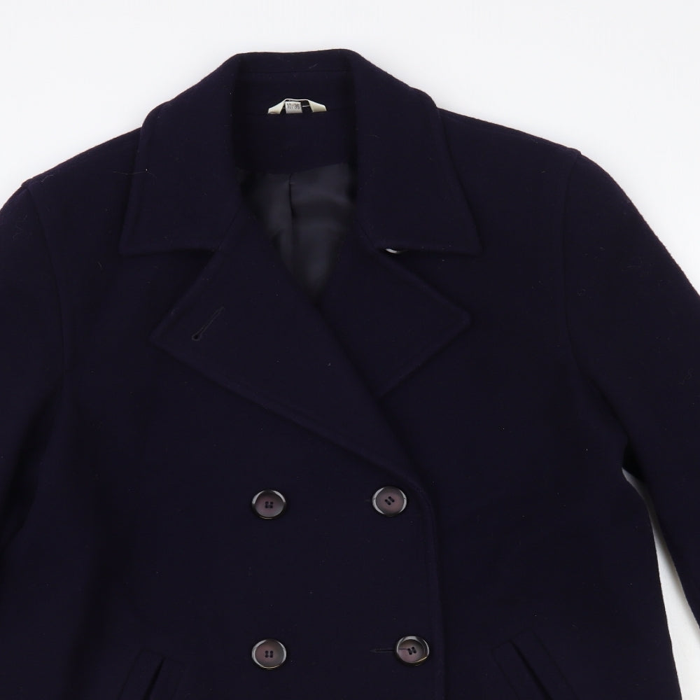 Klass Womens Blue Pea Coat Coat Size 10 Button