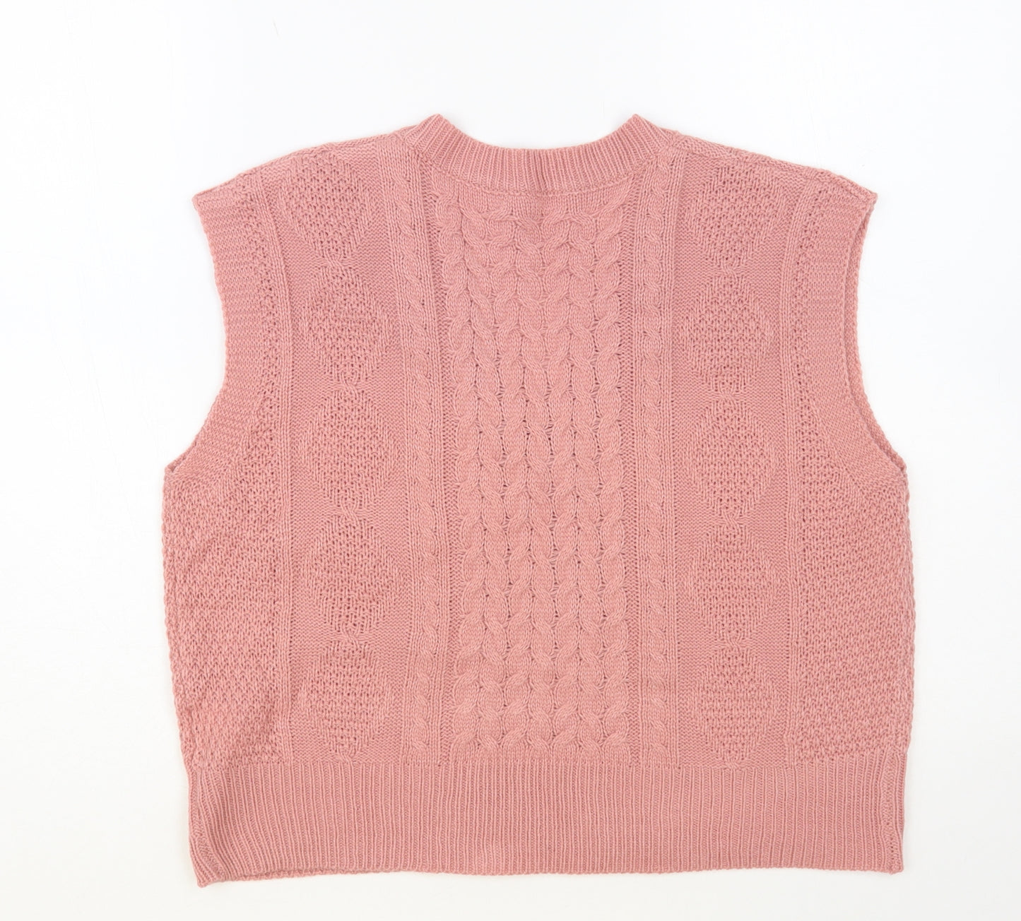 SheIn Womens Pink V-Neck Acrylic Vest Jumper Size M