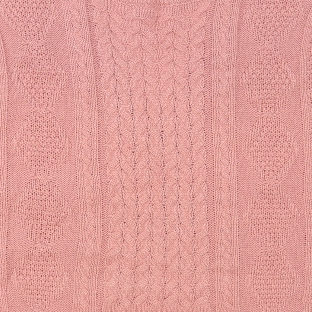 SheIn Womens Pink V-Neck Acrylic Vest Jumper Size M