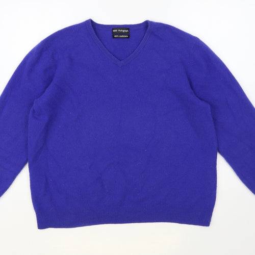 Autograph Womens Blue V-Neck Cashmere Pullover Jumper Size XL