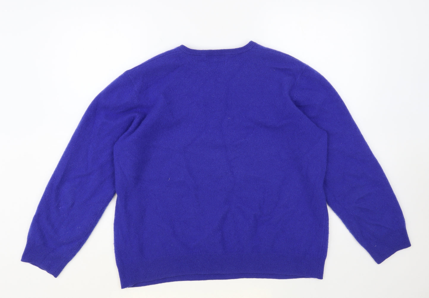 Autograph Womens Blue V-Neck Cashmere Pullover Jumper Size XL