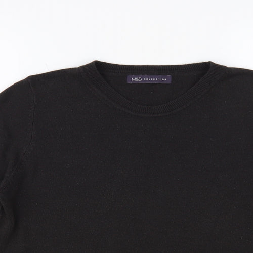 Marks and Spencer Womens Black Crew Neck Acrylic Pullover Jumper Size 14