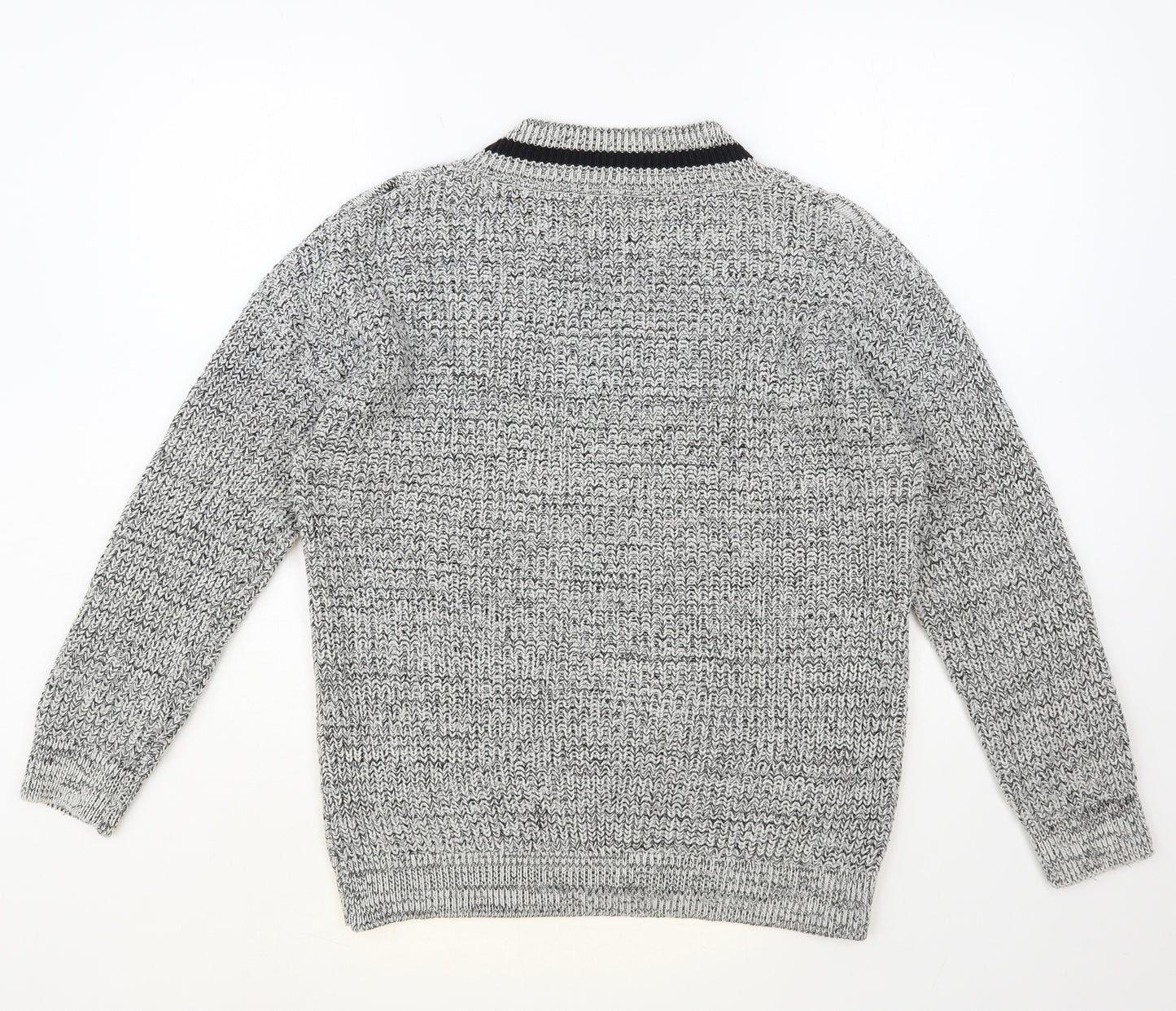 TU Womens Grey V-Neck Acrylic Pullover Jumper Size 14