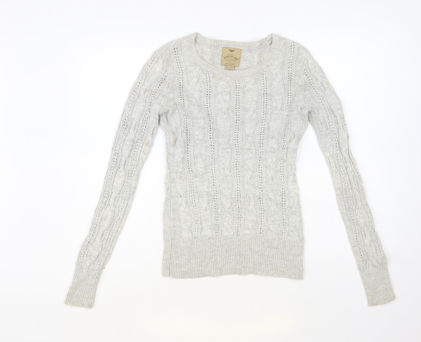 Aphorism Womens Grey Boat Neck Nylon Pullover Jumper Size 10