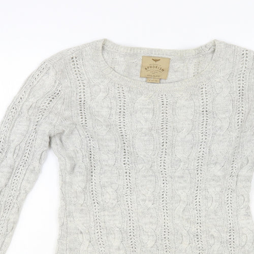 Aphorism Womens Grey Boat Neck Nylon Pullover Jumper Size 10