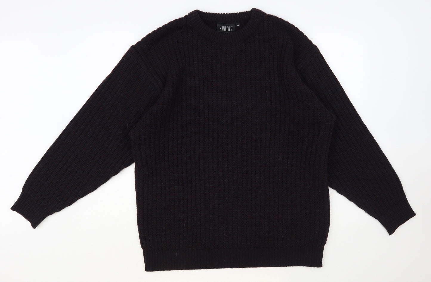 Zantos Mens Purple Crew Neck Acrylic Pullover Jumper Size M