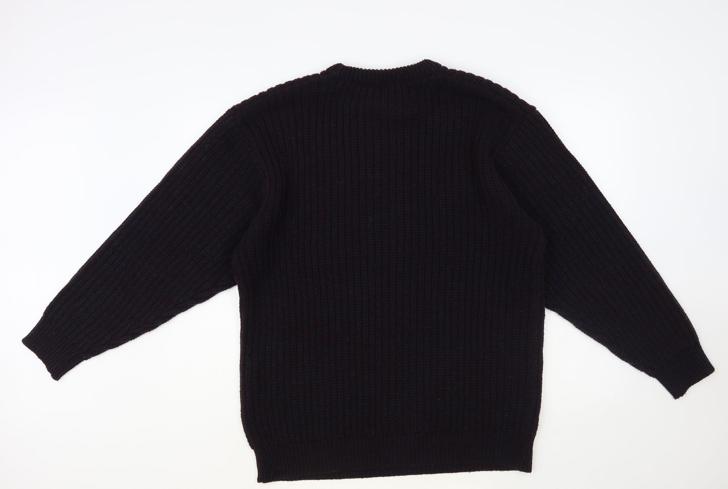 Zantos Mens Purple Crew Neck Acrylic Pullover Jumper Size M