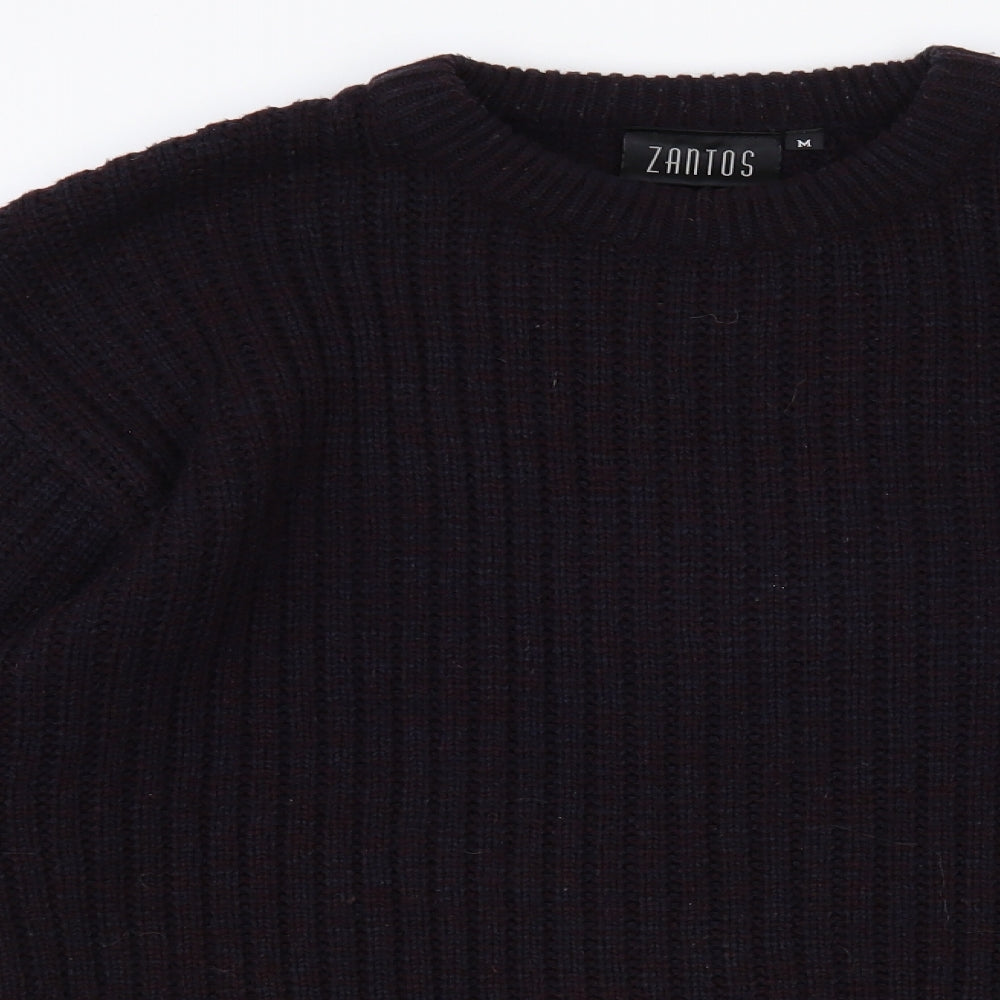 Zantos Mens Purple Crew Neck Acrylic Pullover Jumper Size M