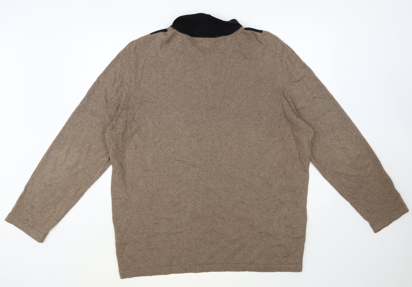 Jasper Conran Mens Beige Collared Striped Cotton Pullover Jumper Size 2XL