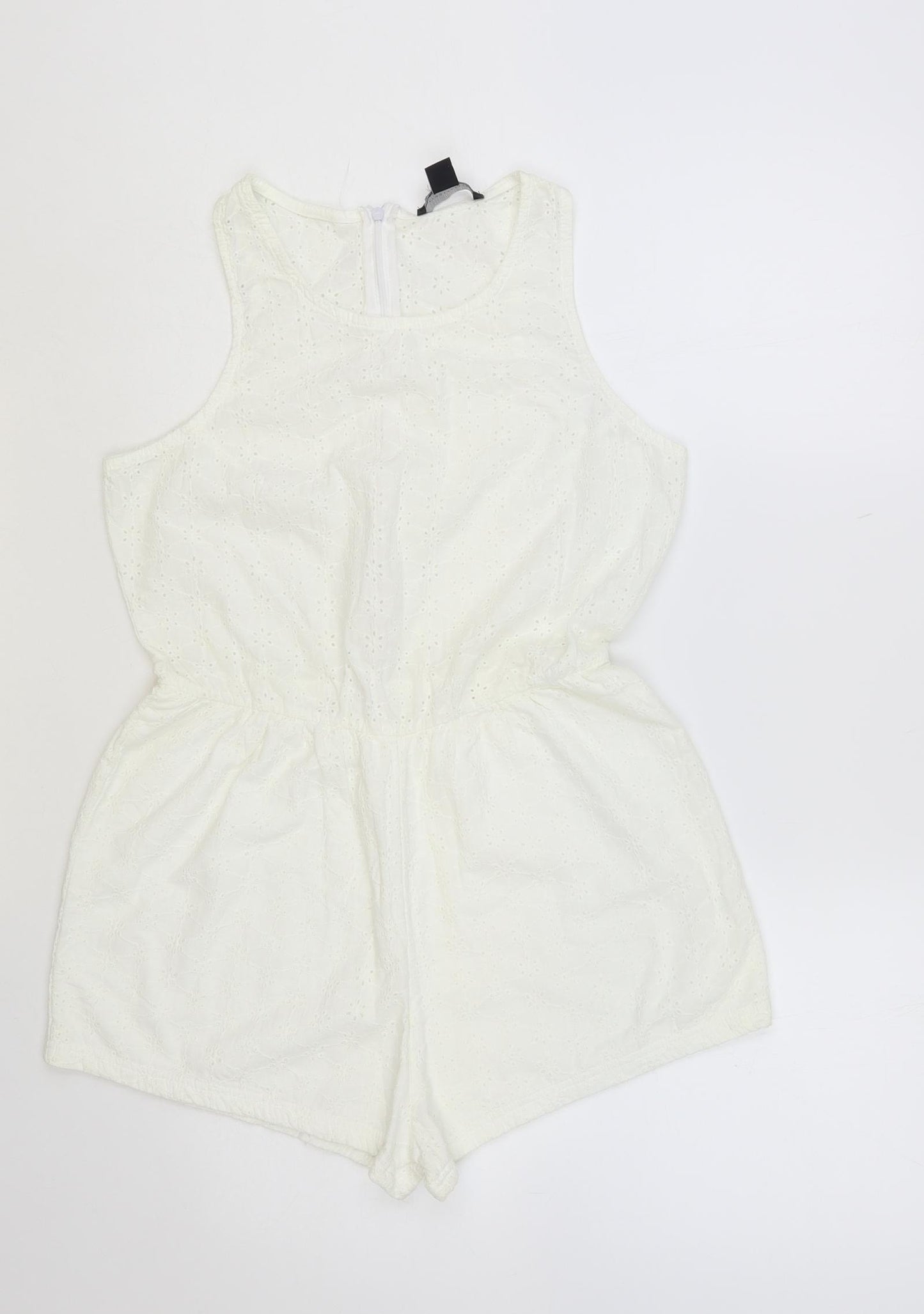 Atmosphere Womens White Cotton Playsuit One-Piece Size 10 Zip