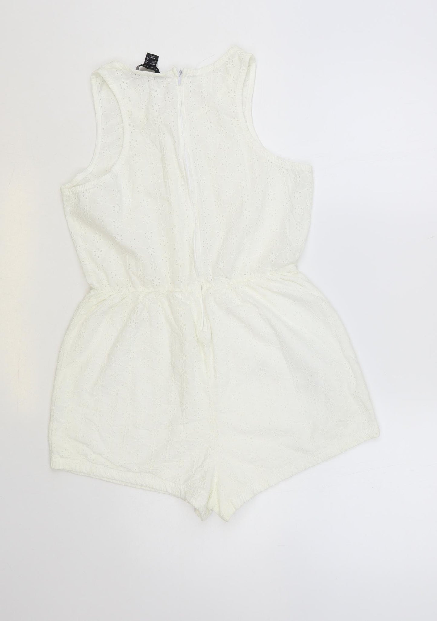 Atmosphere Womens White Cotton Playsuit One-Piece Size 10 Zip