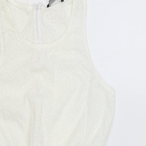 Atmosphere Womens White Cotton Playsuit One-Piece Size 10 Zip