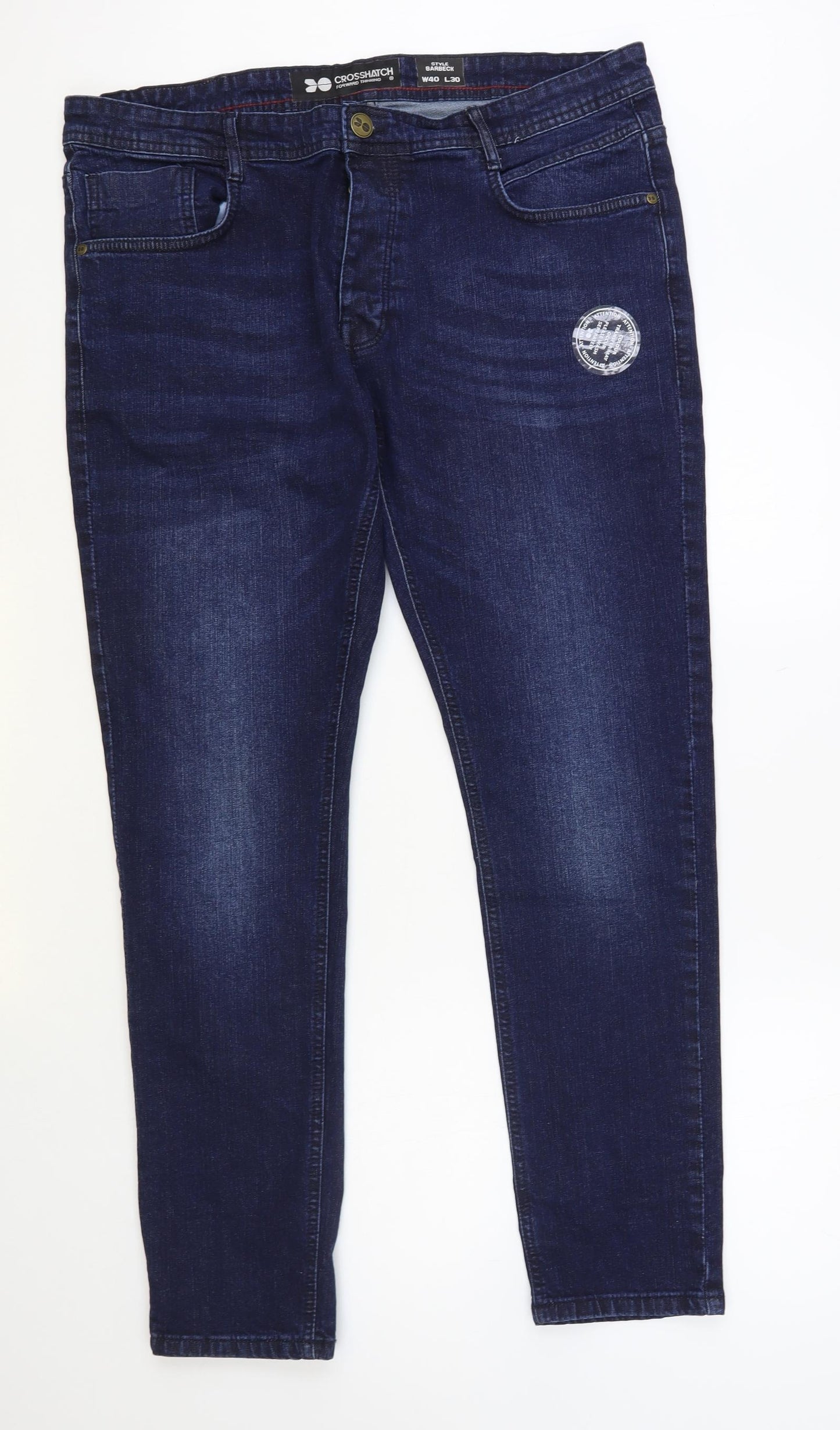 Crosshatch Mens Blue Cotton Skinny Jeans Size 40 in L30 in Regular Button