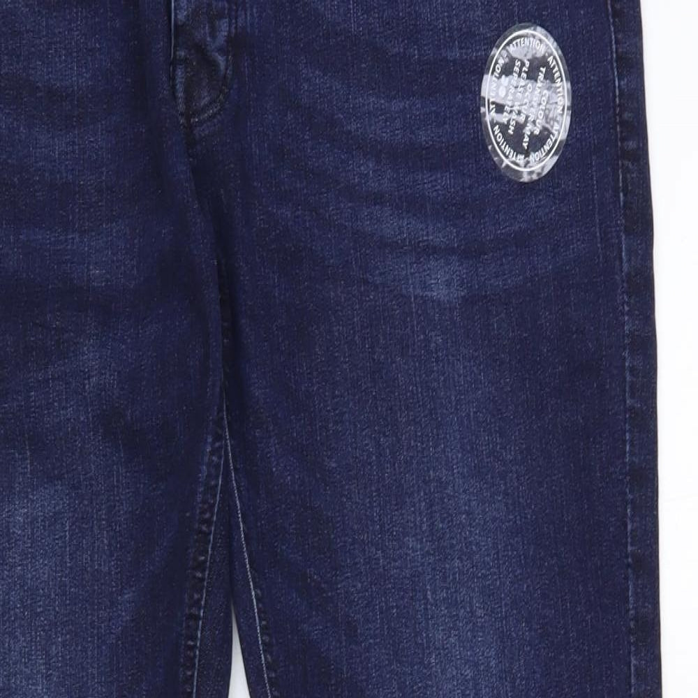 Crosshatch Mens Blue Cotton Skinny Jeans Size 40 in L30 in Regular Button