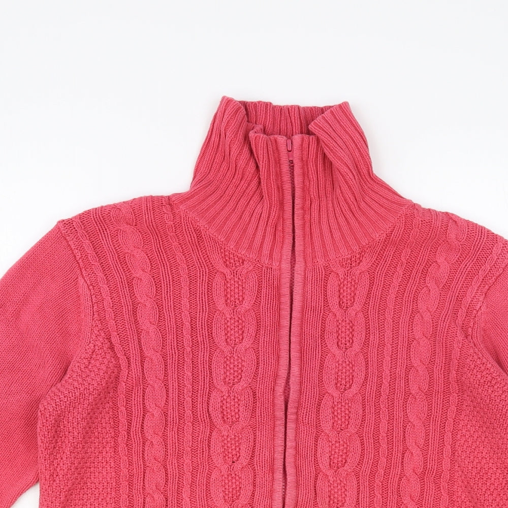 Bonmarché Womens Pink High Neck Cotton Full Zip Jumper Size M