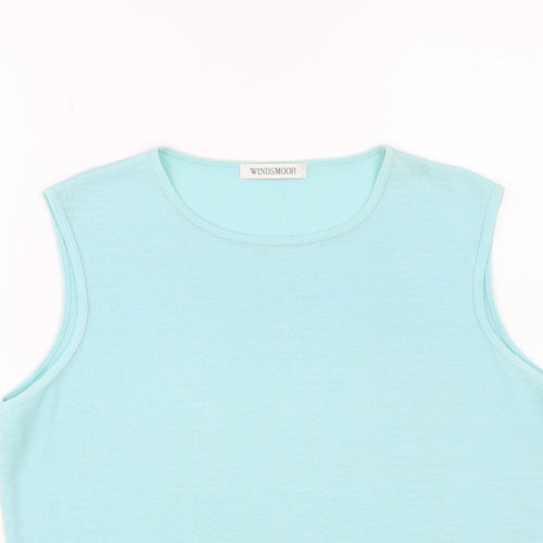 Windsmoor Womens Blue Polyester Basic Tank Size M Round Neck