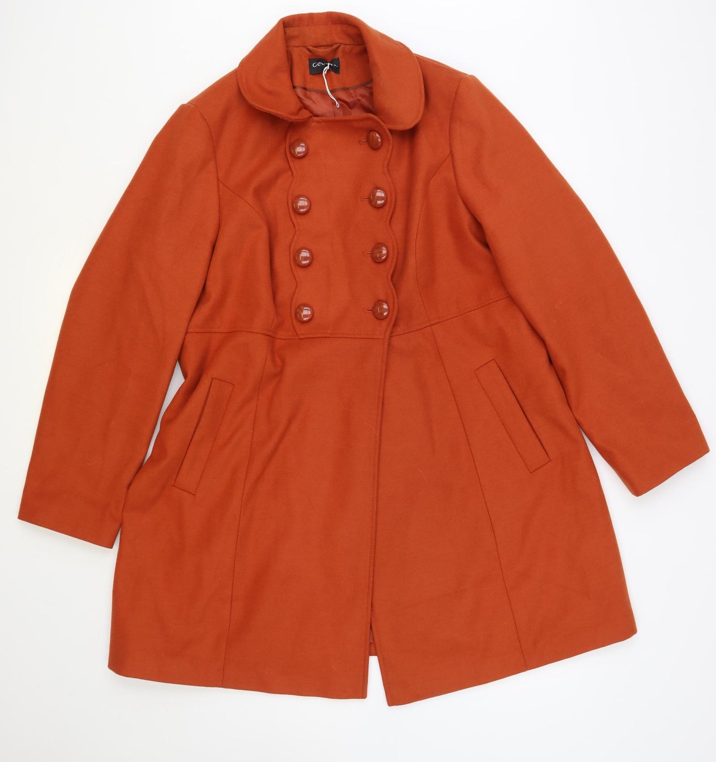 George Womens Brown Pea Coat Coat Size 18 Button