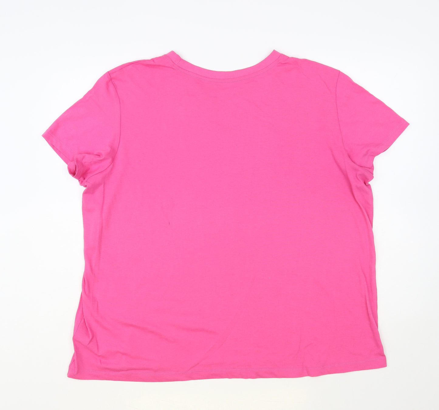 Primark Womens Pink Cotton Basic T-Shirt Size 18 Crew Neck - Relax