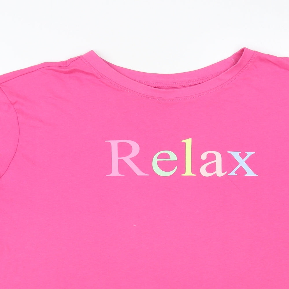 Primark Womens Pink Cotton Basic T-Shirt Size 18 Crew Neck - Relax