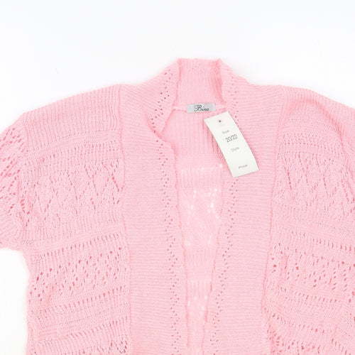 Bina Womens Pink V-Neck Cotton Cardigan Jumper Size 20
