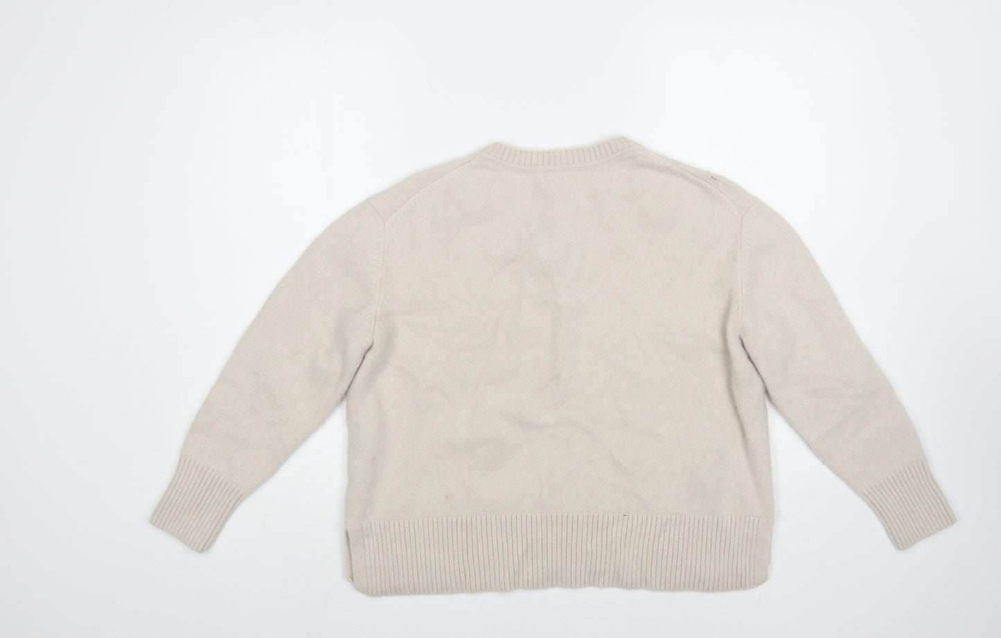 White Label Womens Beige Round Neck Cashmere Pullover Jumper Size L