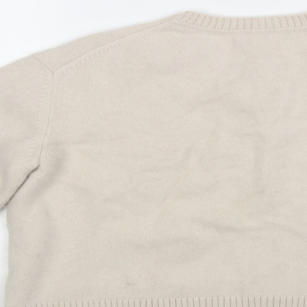 White Label Womens Beige Round Neck Cashmere Pullover Jumper Size L