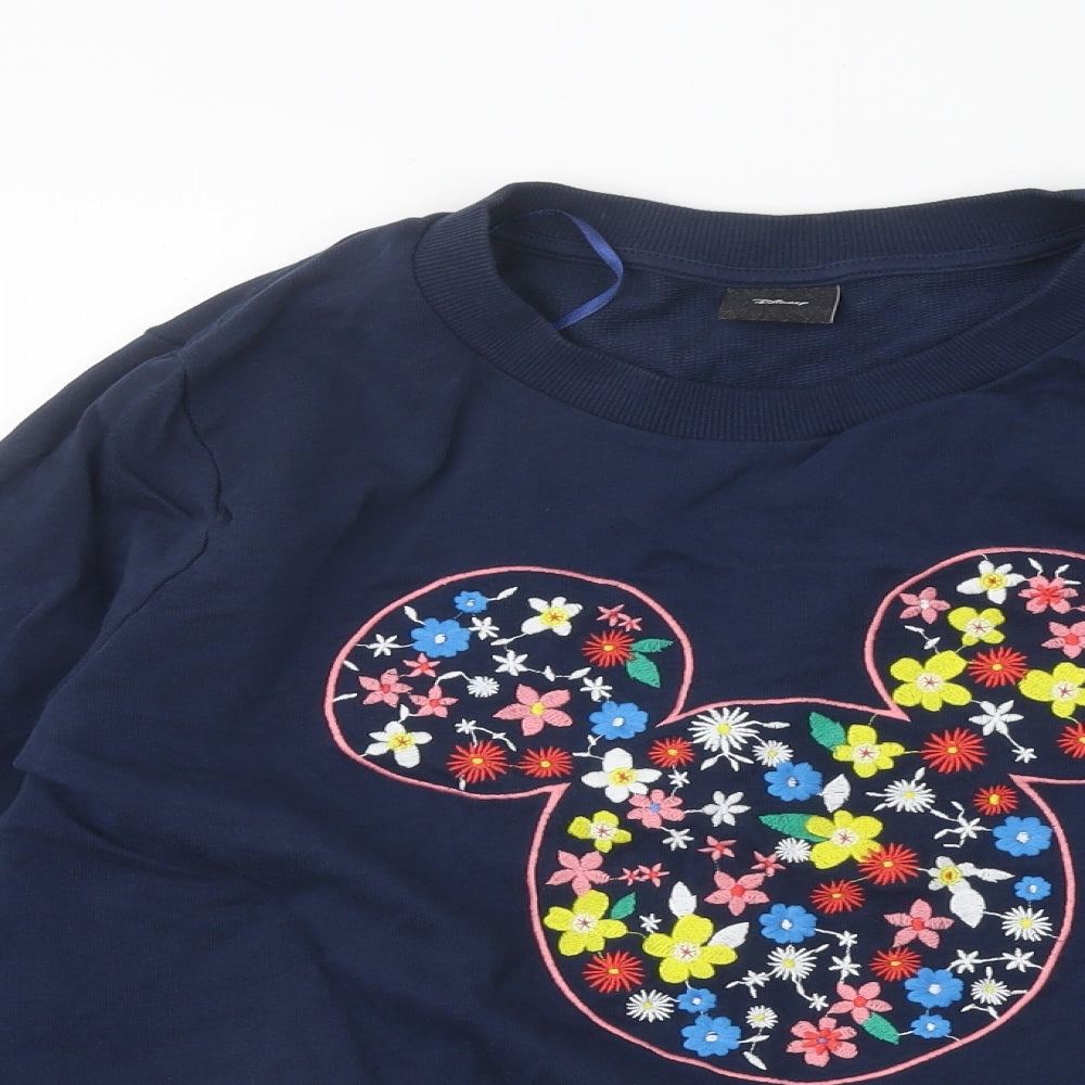 TU Womens Blue Floral Cotton Pullover Sweatshirt Size 16 Pullover - Mickey Mouse