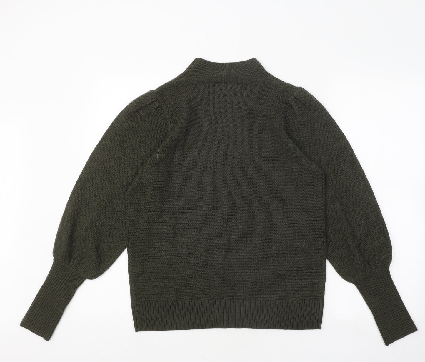 Warehouse Womens Green Mock Neck Acrylic Pullover Jumper Size 14