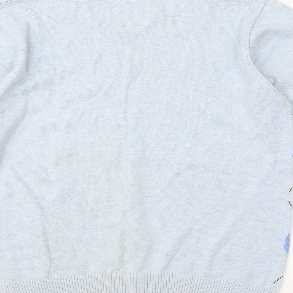 NEXT Boys Blue V-Neck Argyle/Diamond Cotton Pullover Jumper Size 13 Years Pullover