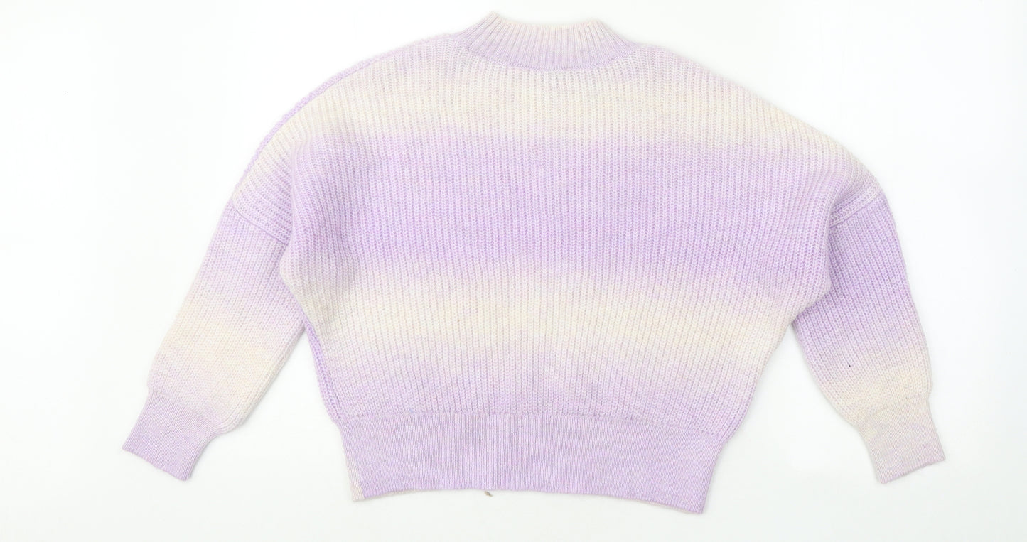 George Girls Purple Mock Neck Geometric Acrylic Pullover Jumper Size 9 Years Pullover
